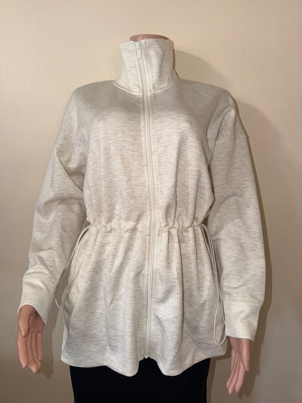all in motion Heathered Ivory Zip-Up Drawstring Utility Jacket